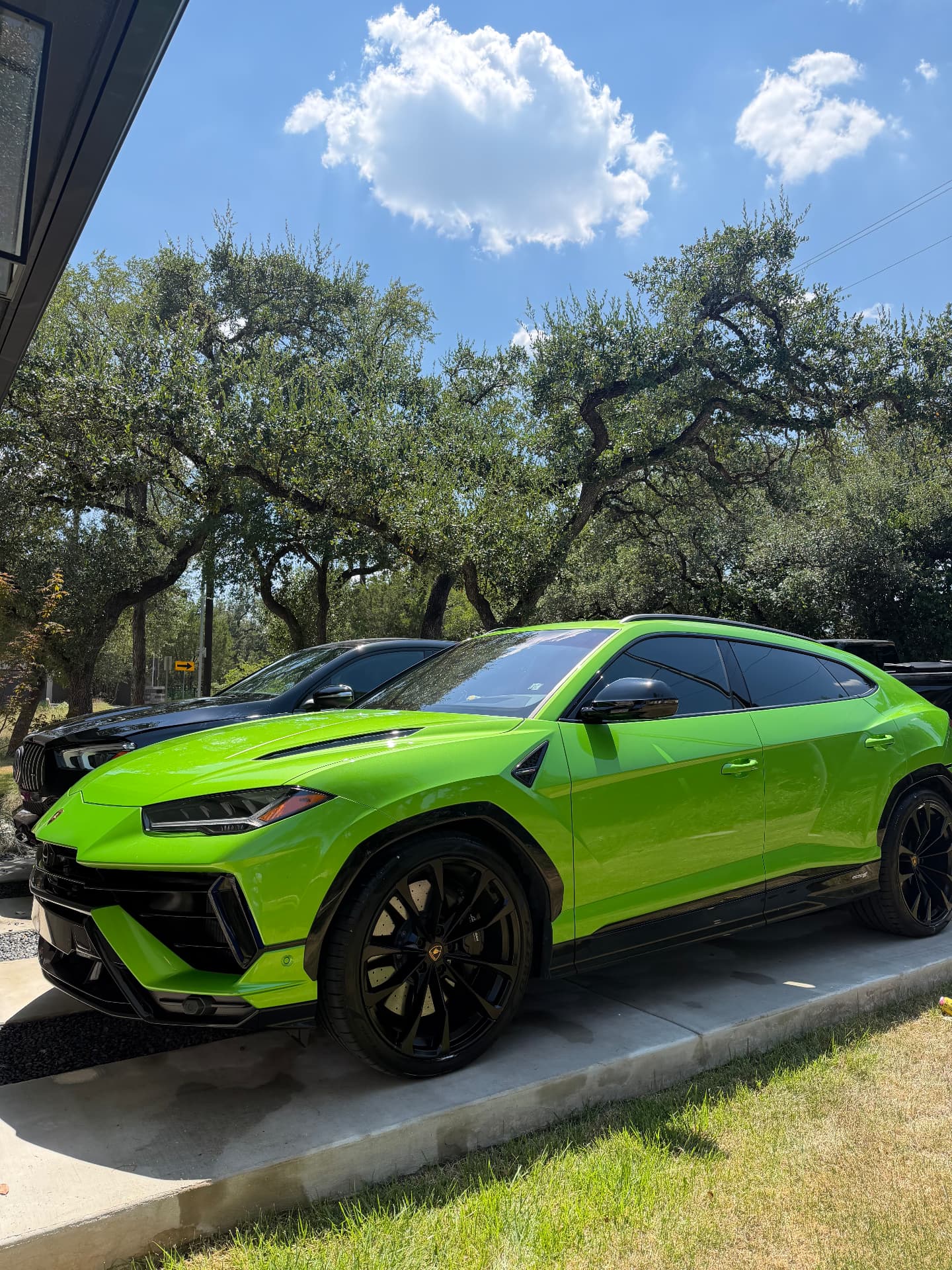 Freshly detailed lime green Lamborghini Urus in Austin